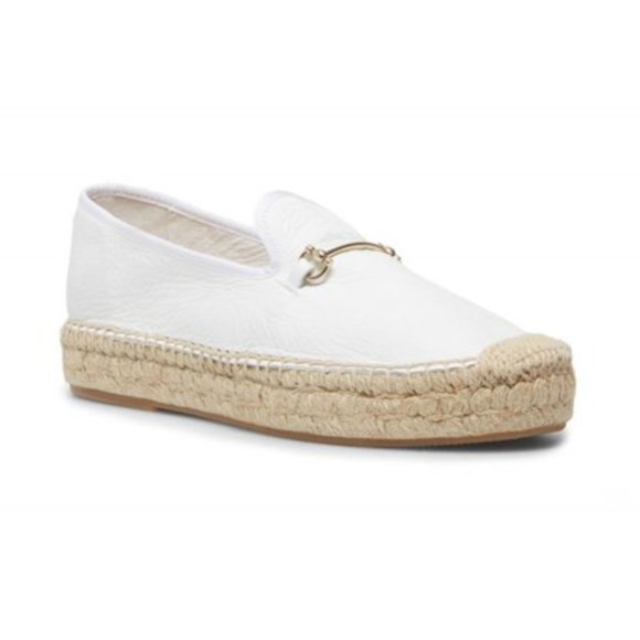 Steven By Steve Madden Shoes - Steven by Steve Madden White Ellaine Leather Loafer Espadrille Flat Size 6